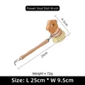 Long handle beech wood kitchen brush with natural sisal bristles and floral top detail - Long Handle Flower Beech Wood Sisal Brush