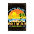 Retro tropical paradise metal sign with sunset beach, palm trees and sailing boat art - 11540(32) / 20*30cm