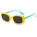 Kids polarized sunglasses with a bright yellow frame and mint green silicone legs - Yellow Frame Green Temples