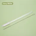Reusable 1.2cm Tritan telescopic straw set in Ivory White with matching cleaning brush - 1.2x21cm / Ivory