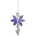 Flower-shaped purple and clear crystal suncatcher with teardrop prism hanging pendant - Crystal Purple