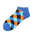 Chaussettes courtes en coton avec motif argyle classique en bleu, orange et noir - 36-44 / Argyle Bleu Orange