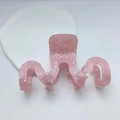 Pink marble texture acetate hair claw clip with wavy design for elegant hair styling - Sakura Pink 8.8cm