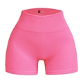 Pink high waist ribbed yoga shorts in seamless peach-lift design made of nylon elastane - Coral