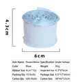 Blue ruffled linen ribbon roll detail showing 4.3cm width and 10 yards length - 4cm Simple Pack / Blue