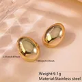Boucles d'oreilles feuilles en acier inoxydable doré poli mesurant 2,47 cm de long - Clous d'oreilles Galets Finition Miroir (FYD6096) / Or