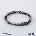 Pulsera de cadena cubana para hombre en acero inoxidable plata antigua con cierre - 180x6mm / Negro Vintage (18CM)