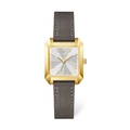 Lactea minimalist square women watch with silver dial and grey leather strap - Gold Case White Dial Grey Strap