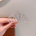 Silver girls tiara hair comb with sparkling white rhinestones for princess party - Style 3