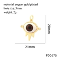 Macro view of evil eye charm with dimensions 21mm by 20mm and copper gold plating - 18-Red Brown Eye White Base
