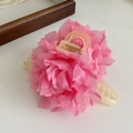 Pink fabric floral hair claw clip with delicate mesh petals and translucent grip - Pink Mesh Flower Claw Clip (21)