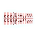 Pink and burgundy press-on nails with French tips and golden iris floral embossing - Burgundy Red 3D Heart French Style - Strip (A2-13839)
