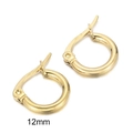Orecchini a cerchio dorati da 12 mm in acciaio inossidabile con design circolare minimalista - 12mm