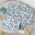 Quilted floral laptop sleeve set of 3 with vintage blue botanical pattern for protection - 11" / Dark Blue Floral