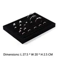 Black velvet jewelry display tray for rings and bracelets, size 27.5x20x2.5cm - Black Velvet