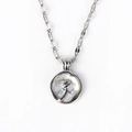 Detailed macro of vintage silver necklace featuring shell inlay and rose engraving - Round Rose Irregular Ring Style (Style 3 White Gold) / Silver