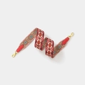 Ethnic style geometric diamond pattern woven shoulder strap with red leather and gold clips - Width 5cm Length 70cm / Red Gold Buckle