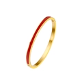 Detail view of the 3mm gold-plated titanium steel hinge bangle with bright red enamel inlay - 4MM Gold + Red