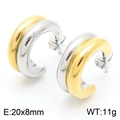 Two-tone gold and silver C-shaped chunky hoop earrings with high-polished mirror finish - Style A / Gold & Silver