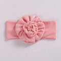 Pink handmade floral baby headband crafted with soft elastic fabric for newborns - Pink
