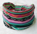 Bohemian style paisley print wide elastic headband with colorful geometric patterns - 58-Ethnic Lines