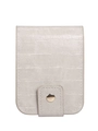 Light gray PU leather lipstick pouch with crocodile pattern and golden metal buckle - Gray