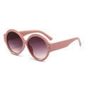 Gafas de sol redondas rosas de gran tamaño con lentes degradadas moradas para exteriores - Montura Púrpura Taro Lente Gris Degradado