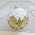 Golden Christmas ornament ball with white foam snow effect and silver metallic cap - Champagne Snow Top Ball 8CM