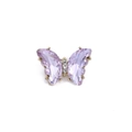 Elegant butterfly brooch in golden alloy with purple crystal wings and rhinestone body - Style 48/Purple Faceted Crystal