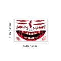 Halloween horror mouth tattoo sticker with realistic scars and teeth design, size 16x11cm - Toothed Monster Mouth and Multiple Scars Style (BF-008)