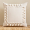 Bohemian cream woven pillow cover featuring central braided frame and elegant fringe edges - 45*45cm (No Insert) / Square Tassel