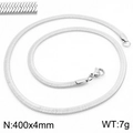 Collier chaîne plate en acier inoxydable argenté, taille 400x4mm avec fermoir homard - Collier Argent 4mm 40cm