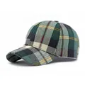 Classic green and navy plaid baseball cap with adjustable curved brim and stylish checkered pattern - Adjustable / Green Plaid