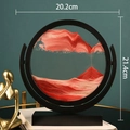 Red and white 3D sand art decor in round black frame with dimensions 20.2cm by 21.4cm - 8 Inch Rotate Red