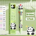 Multicolor 12-in-1 retractable ballpoint pen with 3D panda motif in green case - 12-Color Ballpoint Pen - Hello Panda