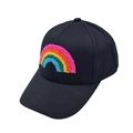 Casquette de baseball noire pour enfants avec broderie arc-en-ciel colorée en relief - Noir - Style Adulte