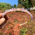 Handmade gold crown headband with irregular purple and pink raw crystal stones - Double Row / Lavender Purple-Double Row