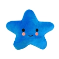 Star-shaped squeaky dog plush toy in bright blue soft fabric with cute embroidered face - Blue Pentagram