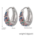 Chic 18K gold plated stainless steel hoop earrings with colorful turquoise cubic zirconia - Steel Mixed Color Zircon - Small