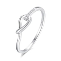 Elegant S925 sterling silver horseshoe knot ring with shimmering pave zircons - US 6 / Fdjz-265 / White Gold