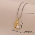 Goldene Seepferdchen-Halskette mit weißer Perle an Silberkugelkette und Maßen - 11# Seepferdchen
