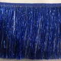 Deep blue metallic fringe trim with matching woven header for festive costumes - Sapphire Blue