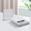 White minimalist drawer-style jewelry display box with transparent PE film for rings - White Paper Sleeve + Inner Box (No Opening) / 7*7*2cm / White