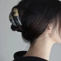 Molla per capelli artistica con motivo marmorizzato nero e oro per acconciature - Nero Inchiostro Oro