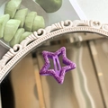 Y2K purple glitter star hair clip with BB pin design for women and girls - Purple Glitter