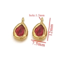 Set of two gold-plated red crystal teardrop pendants with detailed size measurements - Watermelon red