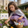 Easter bunny and egg themed waterproof facial tattoo stickers for kids, style BF-029 - Fairytale Castle Egg Sticker (BF-029)