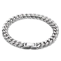 Classico bracciale a catena cubana in acciaio inossidabile argento con chiusura - 18cm / Stile B 8mm