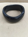 Polished chunky black acrylic cuff bracelet with a glossy minimalist round finish - Black (Standard)