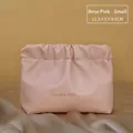 Rose pink PU leather small cosmetic bag with gold star lettering and pleated design - Small / Rose Pink